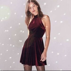 Silence + noise velvet halter neck mini dress size M